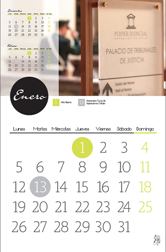 Calendario de pared | Poder Judicial de Chile