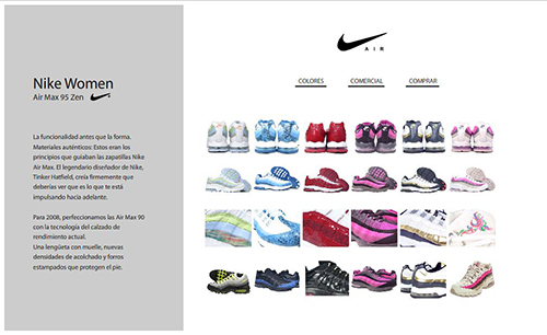 Maqueta para catálogo virtual Nike Woman | Proyecto académico